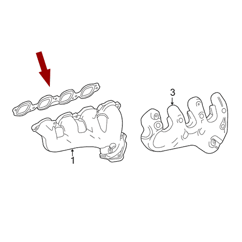 Схема расположения прокладки выпускного коллектора Chevrolet Camaro | Шевроле Камаро 15–18 года выпуска