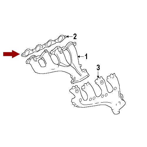 Схема расположения прокладки выпускного коллектора Chevrolet Tahoe | Шевроле Тахо 00–14 года выпуска