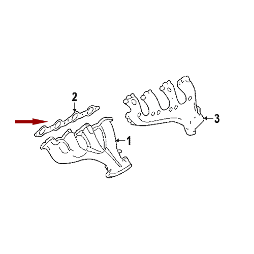 Схема расположения прокладки выпускного коллектора Chevrolet TrailBlazer | Шевроле Трейлблейзер 03–09 года выпуска