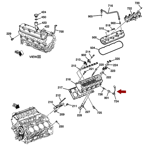 Схема расположения проводов высоковольтных  Cadillac Escalade | Кадиллак Эскалейд 09–14 года выпуска