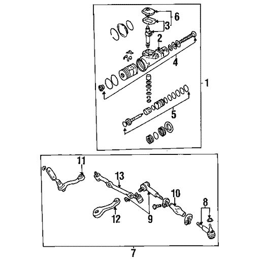 Схема расположения рулевого редуктора на Chevrolet Blazer | Шевроле Блейзер 00-05 годов выпуска
