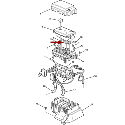 Схема расположения реле многофункционального на Chevrolet TrailBlazer | Шевроле ТреилБлейзер 01–09 годов выпуска
