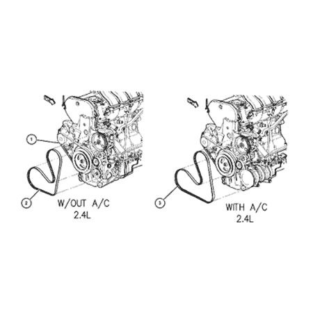 Схема расположения ремня приводного генератора на Крайслере Пт Круизер 02-10 годов выпуска