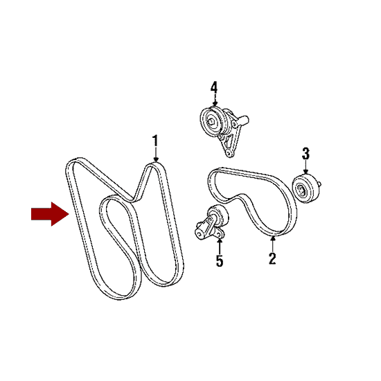 Схема расположения ремня приводного поликлинового на Cadillac Escalade | Кадиллаке Эскалейд 02–04 годов выпуска