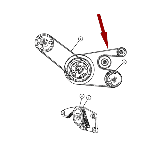 Схема расположения ремня приводного поликлинового на Крайслер Вояджер 96-00 годов выпуска