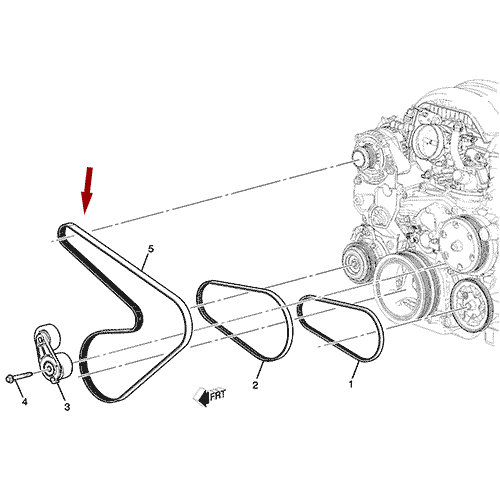 Схема расположения ремня приводного генератора (гур) Cadillac Escalade | Кадиллак Эскалейд 15–18 года выпуска