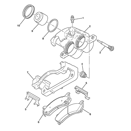 Схема расположения ремкомплекта суппорта тормозного на Hummer H2 | Хаммер H2 (Н2) 03–09 года выпуска