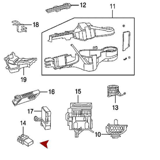 Схема расположения резистора печки на Chrysler Town & Country | Крайслере Таун Кантри 99-00 