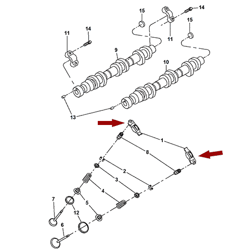 Схема расположения рокеров распредвала Chrysler 300C | Крайслер 300Ц 11–17 года выпуска
