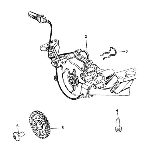 Схема расположения шестерни масляного насоса на Крайслер Таун Кантри 3.6 литра 11–16 года выпуска