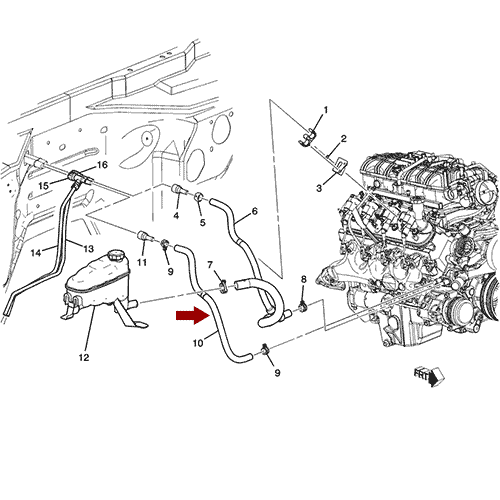 Схема расположения шланга топливной системы Chevrolet Tahoe | Шевроле Тахо 07–14 года выпуска 