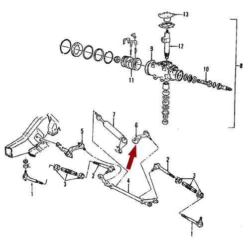 Схема расположения сошки рулевой Cadillac Escalade | Кадиллак Эскалейд 99–00 года выпуска