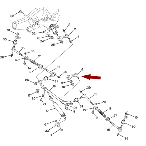 Схема расположения сошки рулевой Chevrolet Tahoe | Шевроле Тахо 95–00 года выпуска