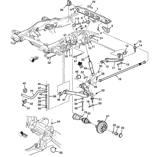 Схема расположения ступицы передней в сборе на Chevrolet Avalanche | Шевроле Аваланч 07–13 года выпуска
