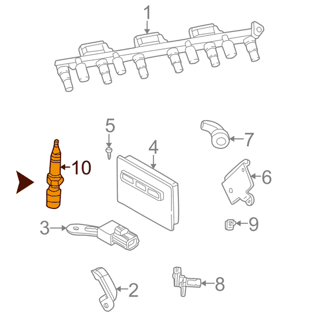 Схема расположения свечей зажигания на Крайслер Вояджер 2.4 литровом