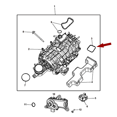 Схема расположения втулки вентиляции клапанной крышки на Jeep Grand Cherokee | Джип Гранд Чероки 93–99 года выпуска